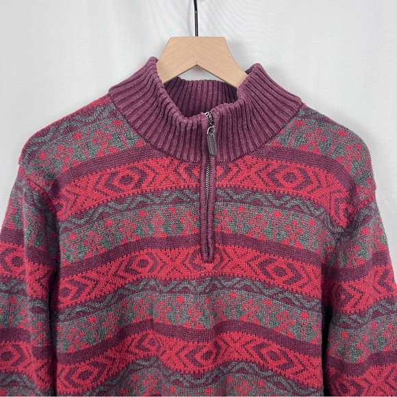 LL Bean Fleece VTG Jacket Pullover Tribal Aztec Pattern USA XL 100% Cotton - Picture 5 of 6